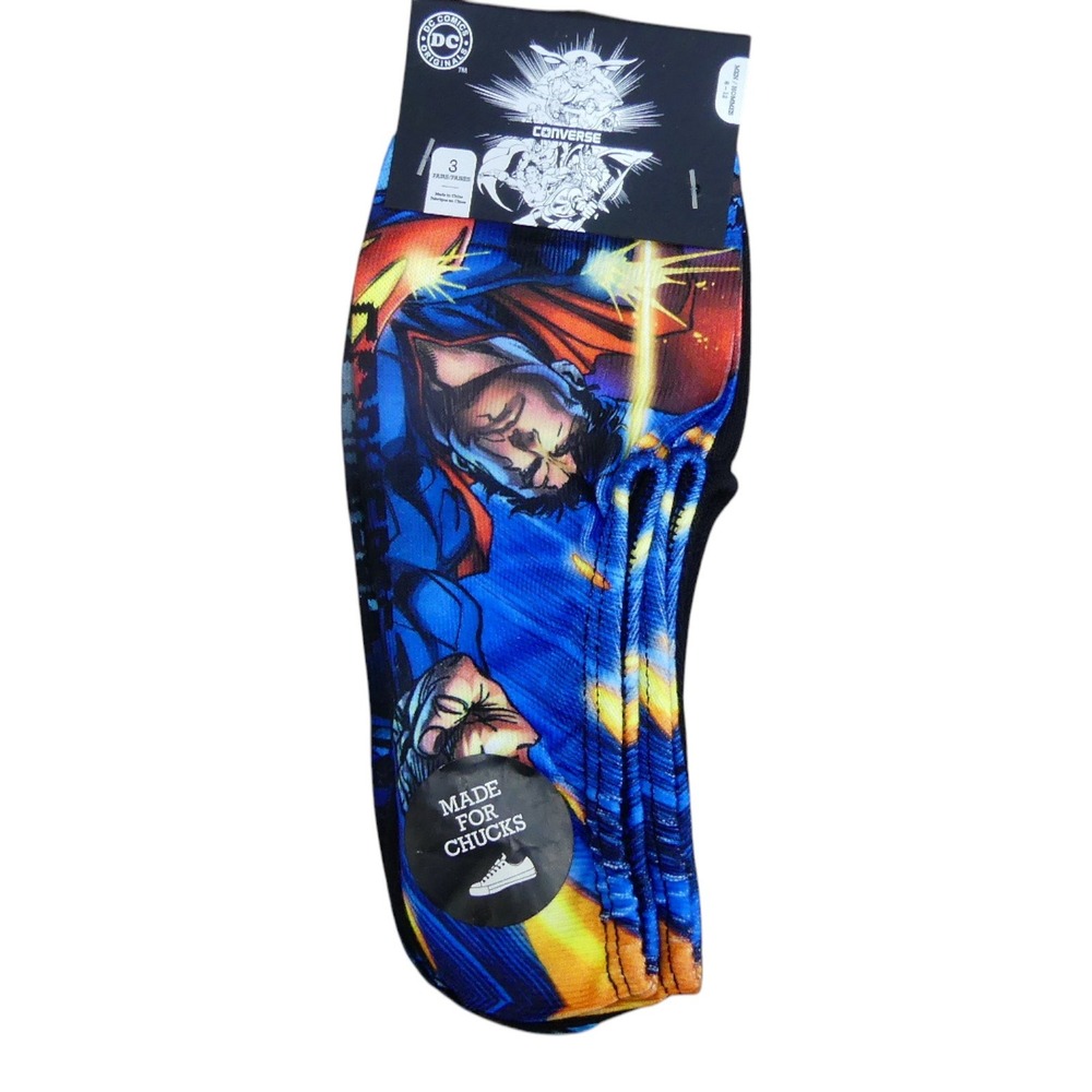 Converse Socks Men 6-12 Blue NWT DC Comics Superman Batman 3-Pack No Show Liner